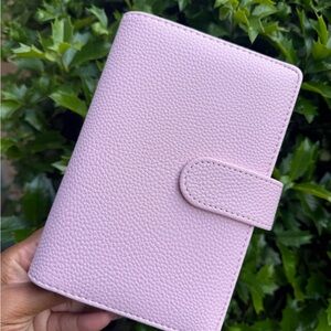 A6 Personal Binder Rose Pink Pebbled Leather Wallet/Planner